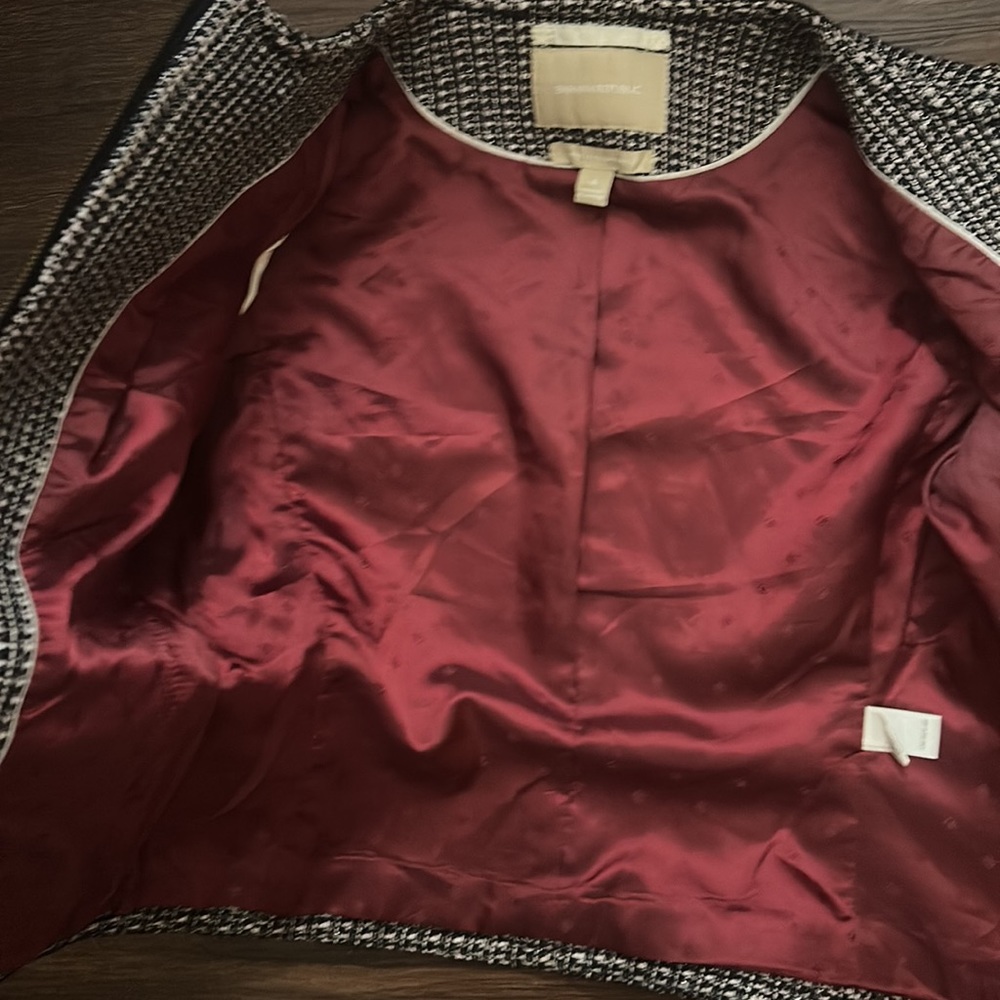 Banana Republic Women’s Tweed & Faux Leather Trim Blazer - Size 4 - Picture 4 of 5